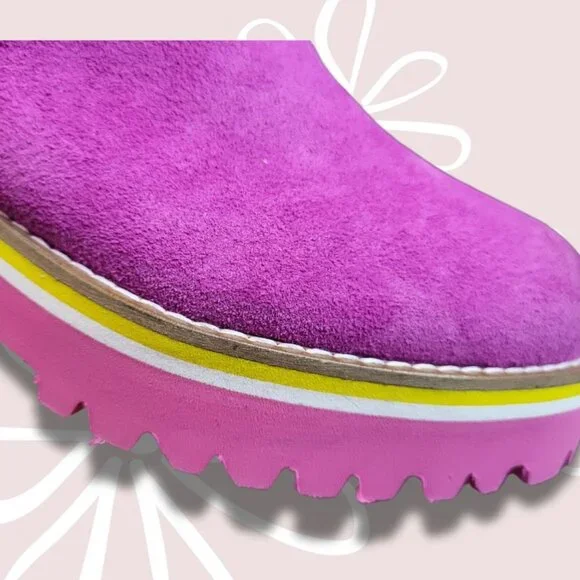 GIROTTI NWT Suede Leather Chelsea Boots Pink Size 37 EU Size 6 to 6.5 US - Picture 5 of 10